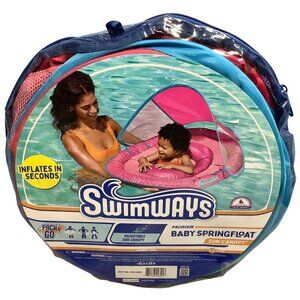 Swimways Premium Baby Spring Float With Adjustable Sun Canopy 9-24 Months Pink